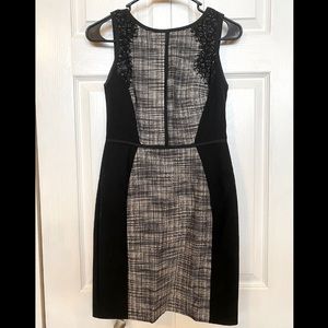 Loft 00P Dress. Black and white with lace detail.